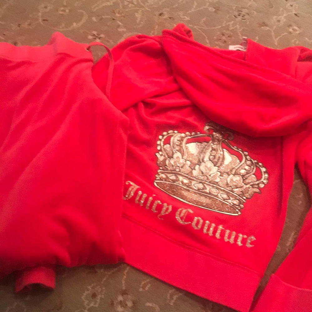 Red Velour Juicy Couture jacket and bottoms